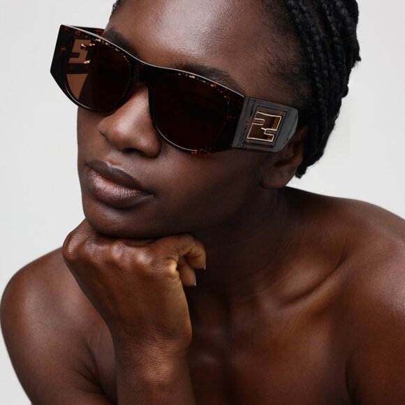 Fendi FE40109I 50E BAGUETTE Oval Sunglasses - Brown - Picture 3 of 14